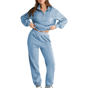 Survêtement en molleton 2025 coton écologique pour femmes 100% hiver Logo personnalisé vêtements de sport chauds Jogging Style décontracté - Product Image 5