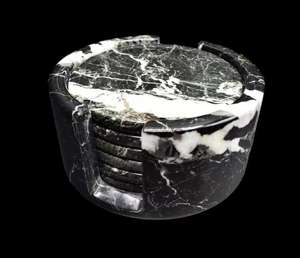 ที่รองแก้วชาหินอ่อนสีดำชุด6ชิ้นของตกแต่งบ้านที่หรูหรา - Product Image 4