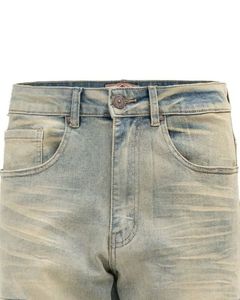 กางเกงคาร์โก้สีฟ้าอ่อนแบบฟอก หลายกระเป๋า สไตล์ยูทิลิตี้ ผ้ายีนส์ ผู้ชาย วินเทจ สตรีทแวร์ ทรงหลวม สวมใส่สบาย - Product Image 4