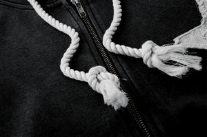 เสื้อมีฮู้ดสำหรับผู้ชายเหมาะกับชายและ400gsm ออกแบบได้ตามที่ต้องการมีซิปแบบบ็อกซี่ปักลายด้วยผ้าปะติดที่มีกรดซักมีซิปรูด - Product Image 5