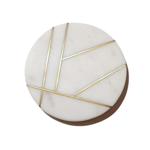 Best Selling Handmade Half <b>White</b> Marble and Half Wooden Tea <b>Coasters</b> Set of 4 With Customized Size and Color - Product Image 2