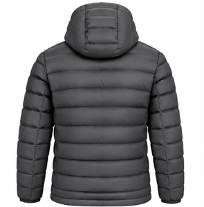 Chaqueta acolchada con capucha para hombre, abrigo grueso a prueba de viento con cremallera, cálido para invierno, informal, de color sólido - Product Image 2