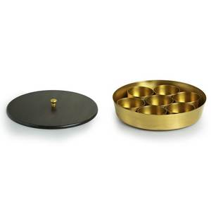 Boîte à épices Masala en laiton pur de conception supérieure avec sept boîtes à épices en laiton pour la cuisine du grossiste indien - Product Image 5