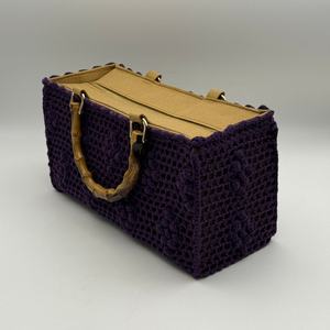 Sac à main élégant en crochet pour femme, motif fleur de maïs en bambou, sac à main exquis en coton avec accessoire panier tricoté camélia, accessoires de mode - Product Image 2