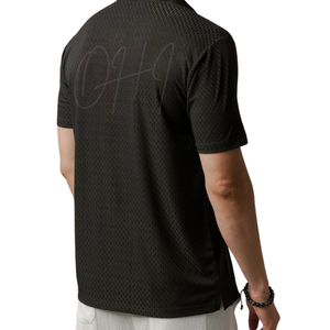 Camiseta Negra Personalizada para Hombre, 100% Algodón, Tejido de Felpa Texturizado, Transpirable, Corte Ajustado, Manga Corta, Ropa Casual, OEM al por Mayor - Product Image 2