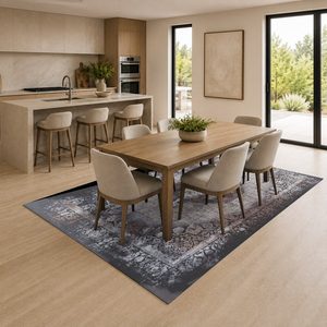 <b>RUGS</b> DEPOT LXDP-0923 Wholesale Charcoal Grey Modern Vintage Digital Printed Machine Washable Chenille Area <b>Rug</b> <b>Non</b> <b>Slip</b> - Product Image 4