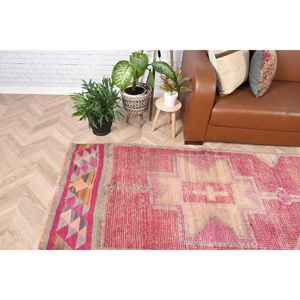 Vintage 2.9x11.3 ft Rug, <b>Runner</b> Turkish Rug, <b>Red</b> Solid Wool Rug - Product Image 1