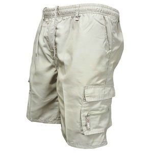 Shorts cargo pour homme, taille mi-haute, cordon de serrage, séchage rapide, 100% coton, bermuda décontracté avec poches zippées - Product Image 2
