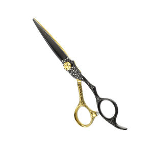 Tijeras de corte de pelo de color dorado y negro, tijeras de corte de pelo de acero metálico, tijeras de peluquero afiladas con tornillo elegante - Product Image 1
