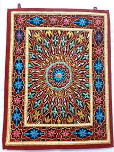 Broderie Art décor maison décorative tenture murale article dans le monde entier fabriqué à la main doré Floral Zardozi panneau mural carré velours - Product Image 5