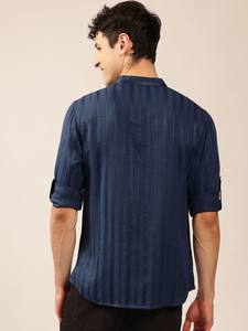 <b>men</b> striped printed <b>kurta</b> straight short <b>kurta</b> polyester viscose mandarin collar long sleeves curved hem <b>kurta</b> for <b>mens</b> - Product Image 2