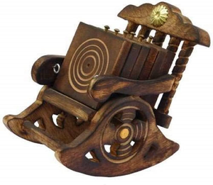 En bois Antique Miniature Chaise Forme Thé Café Boisson Chaude Froide Noyer Dessous De Verre Ensemble avec 6 Dessous De Verre pour Cuisine Table À Manger Bureau - Product Image 2