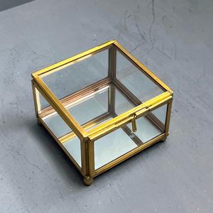 Jewellery Box <b>Small</b> size Decorative Box Organizer brass finish made glass <b>mirror</b> brass - Product Image 5