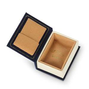 Jeulia Vintage Navy Blue Magnetic Flip-Top Book <b>Ring</b> <b>Box</b> - Product Image 3