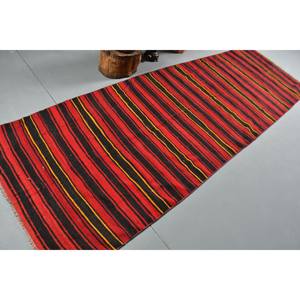 Alfombra turca clásica Vintage de área grande de 36x102 pies, diseño de retazos rojo y negro, Material de algas marinas de lana, látex para habitación de pasillo - Product Image 2