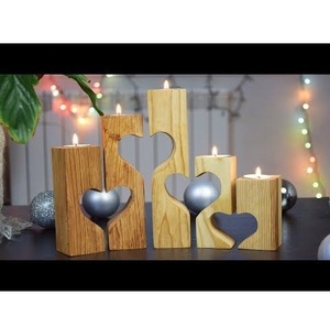 Unique Style <b>Wooden</b> Tealight Candle Holder <b>Heart</b> Shape Romantic Decor Rustic Home Decoration Item <b>Wooden</b> Gift <b>For</b> Anniversary - Product Image 2