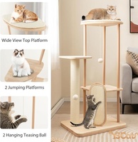 Tour d'escalade pour chat en bois, beige, sur mesure, écologique, moderne, grande taille, avec condo de luxe tendance et griffoir, mobilier en carton