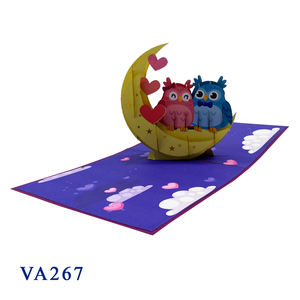 Tarjeta 3D Pop-Up con Diseño Personalizado de Moda, Hecha a Mano con Recorte de Papel de Búho y Luna, el Mejor Regalo de San Valentín para Parejas - Product Image 3