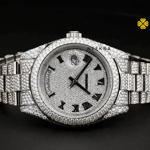 Majestic Moissanite Diamond Watch-Reloj de busto hecho a mano meticulosamente, reloj de moissanita al por mayor de proveedor indio - Product Image 1