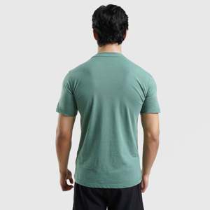 M124 Short Sleeves Tee in Green 100% Cotton and <b>Bamboo</b> Fiber <b>Screen</b> Print Discharge Print Silk <b>Screen</b> Print Jersey Fabric - Product Image 2