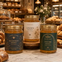 Étiquettes transparentes en feuille d'or avec impression de logo personnalisé, autocollants imperméables pour pots de miel, bouteilles, emballages