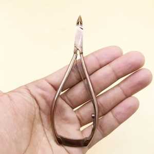 Cortadora de cutículas de uñas de oro rosa de acero inoxidable profesional, nuevo diseño, cortadora de hoja curva con apertura de mandíbula ancha para bebé - Product Image 5