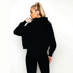 69% Viscose 26% Polyester 5% Elastane Lounge Essential Noir Gaufré Full Zip Through <span class=keywords><strong>Sweat</strong></span> <span class=keywords><strong>à</strong></span> <span class=keywords><strong>capuche</strong></span> pour femme - Product Image 2