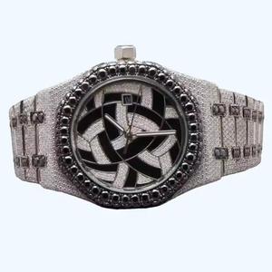 Fully Customize <strong>Automatic</strong> <strong>Swiss</strong> ETA <strong>Movement</strong> Made Fancy Designer Round Dial High Quality Moissanite Studded Hiphop Watch for Men
