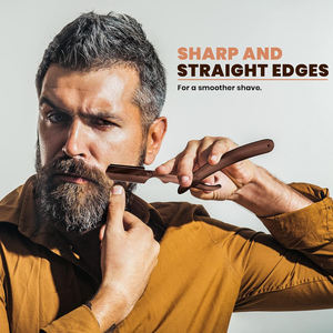 มีดโกน100% ขอบตรงสำหรับช่างตัดผมมืออาชีพทำจากสเตนเลสสตีลพร้อมใบมีด100สีบรอนซ์ - Product Image 6