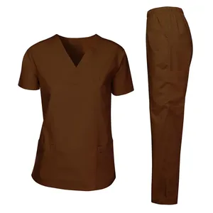 Fabricante de etiqueta privada de mezclilla no tejida estiramiento trabajo Tops enfermera Scrubs uniformes para hombres mujeres Hospital enfermería Scrubs conjuntos - Product Image 4