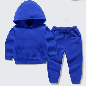 Ensemble de survêtement zippé deux pièces personnalisé pour garçons, motif uni, logo imprimé, grandes tailles, 100 % coton, vente en gros - Product Image 2