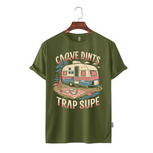 T-shirt d'été décontracté pour homme, grande taille, en maille, col rond, manches courtes, respirant, personnalisable sur le devant, 100 % coton écologique - Product Image 1