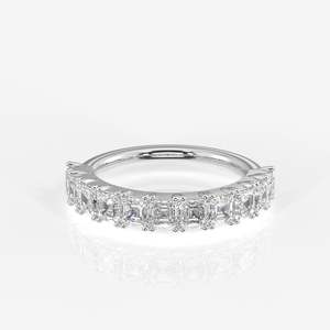 Asscher Cut Moissanite Diamond Wedding Band 9K Gold <b>Ring</b> Elegant Moissanite <b>Rings</b> - Product Image 5