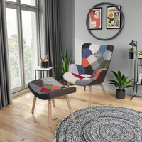 Mobilier moderne Fauteuil de salon Fauteuil simple rembourré en patchwork relaxant Fauteuil de détente