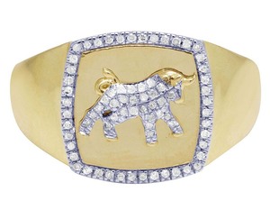 Anillo de moissanita de Toro del zodiaco para hombre, joyería de Hip Hop de diamante redondo de plata de ley S925 - Product Image 2