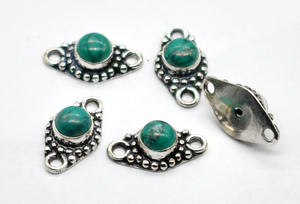 Conector de doble bucle de piedras preciosas turquesas chapadas en plata antigua 20X11mm NC41 Fabricación de joyas Lote de hallazgos de abalorios - Product Image 3