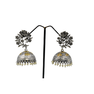 เครื่องประดับแฟชั่นที่มีคุณภาพสูงสีเงินมีลักษณะเหมือนกัน dualtone jhumka ต่างหูสตั๊ดเครื่องประดับสำหรับผู้หญิงและเด็กผู้หญิง - Product Image 3