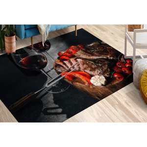 Printed <b>Rug</b> - Modern Wine Meat <b>Kitchen</b> Food Accent Area Entryway <b>Runner</b>,Nonwoven Thin <b>Rug</b> - Product Image 1