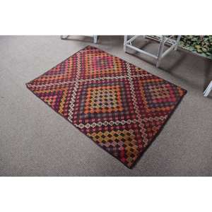 Alfombra Turca Vintage, Alfombra Pequeña de 3.2x4.4 pies, Alfombra con Diseño de Plantas y Árboles Rojo Anaranjado - Product Image 4