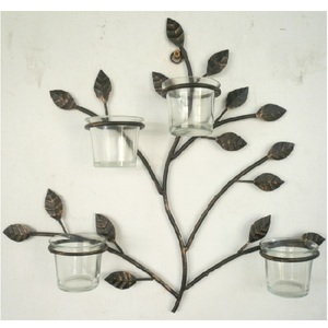 Applique murale en aluminium suspendue avec bougeoir votif en verre pour la décoration murale du salon à la maison - Product Image 6