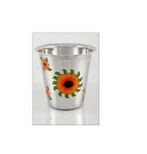 Cubo de Hielo Industrial de Acero Inoxidable con Asas Laterales, Metal Floral Pulido para Enfriador de Vino, Bar, Hotel, Uso en Fiestas - Product Image 1