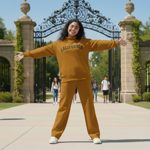 Conjunto Deportivo Unisex Alpha Phi Alpha con Capucha para Invierno, Personalizable, Color Sólido, para Gimnasio, Fitness, Ropa Deportiva Activa, 2 Piezas, Felpa - Product Image 2