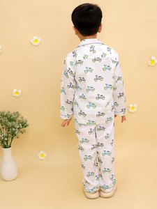 Ensemble de pyjama Cardigan blanc de haute qualité pour enfants vêtements de maison en tissu respirant confortable pour vêtements de nuit d'été - Product Image 4