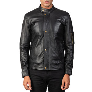 Veste de moto d'hiver pour hommes coupe classique tissu lavé sur mesure avec capuche à col montant en cuir PU caractéristique légère pour la conduite à vélo - Product Image 1