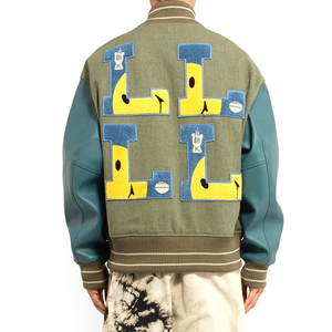 Chaqueta Bomber Letterman de gran tamaño con logotipo personalizado 2025 para hombre, chaqueta universitaria de etiqueta privada en estilo callejero, el mejor Material - Product Image 2