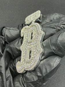 925 Sterling <b>Silver</b> Luxury Custom Letter VVS Moissanite Diamond Sparkling Women's Gift Pendant For Birthday - Product Image 4