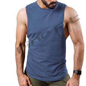 Custom Stringer Cotton Tank Top Casual Workout Gym Shirt <b>Drop</b> Armhole Muscle Training Breathable Knitted Sleeveless Design for - Product Image 1