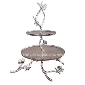 แท่นวางเค้กสำหรับงานเลี้ยงวันเกิดแฟนซีดีไซน์ทรงกลมทำจากโลหะอะลูมิเนียมเคลือบทอง - Product Image 4