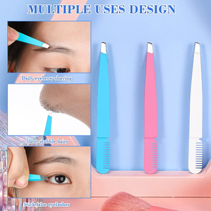 Kit de Pinzas Multifunción para el Cuidado de las Cejas, Kit de Pinzas para Depilar las Cejas con Punta Recta, Kit de 3 Piezas de Pinzas para Cejas con Punta Inclinada - Product Image 4