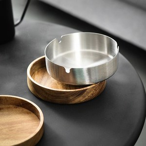 Cendrier en bois en acier inoxydable Comptoir de table Cendrier à cigarettes pour hôtel Restaurant Home Office Intérieur Extérieur Vente en gros - Product Image 6